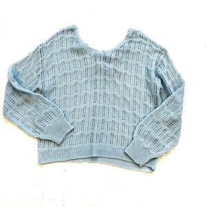 Francesca’s Open Knit French  Blue Sweater NWOT